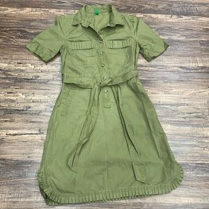 United Colors Of Benetton Olive Green Shirt Dress